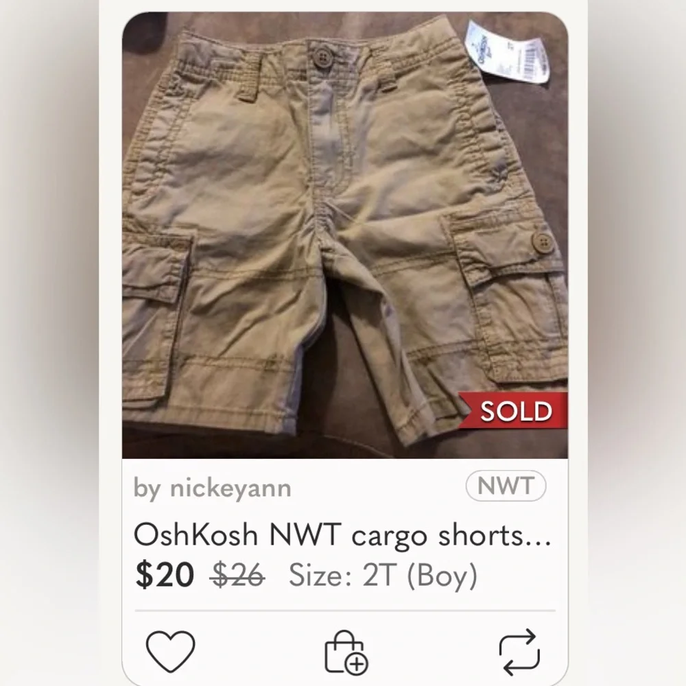 🌞 5/$25 Oshkosh B’gosh shorts Khaki shorts tan elastic waist pockets boy 5T